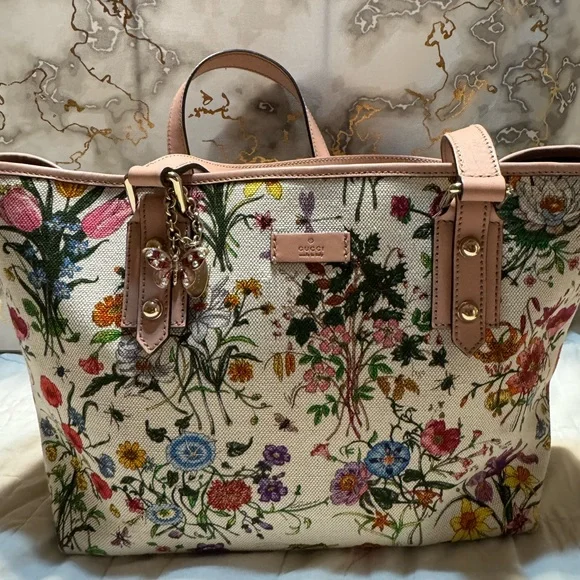 Gucci Canvas Flora Floral Jolicoeur Tote - Picture 1 of 5